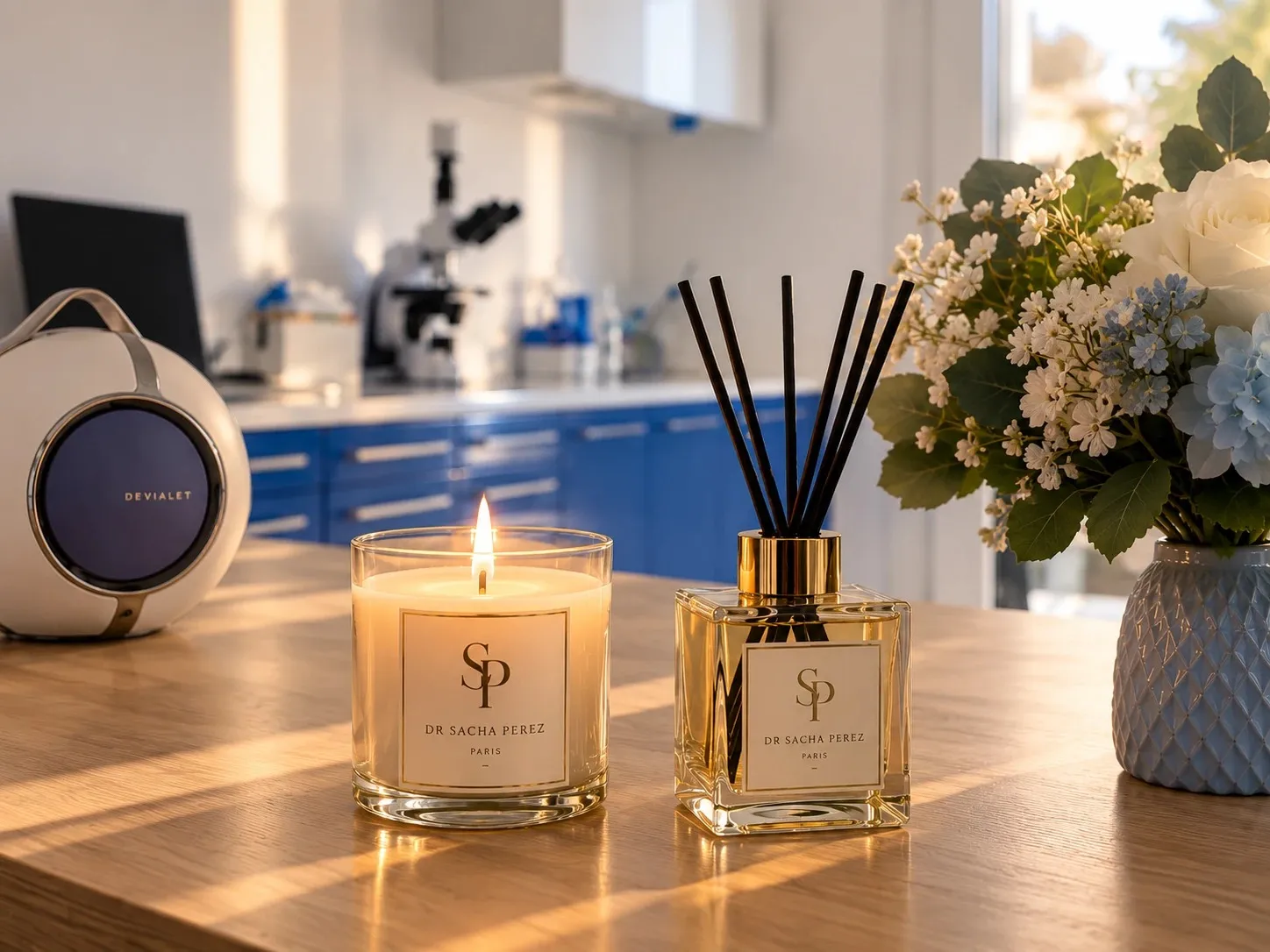 Bougie parfumée et diffuseur de senteurs aux couleurs du cabinet