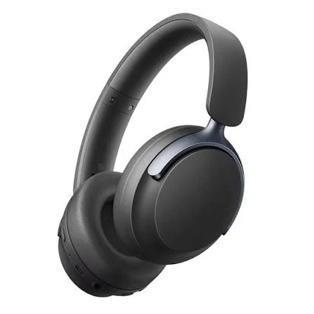 Casque audio noir à arceau et coussinets rembourrés.