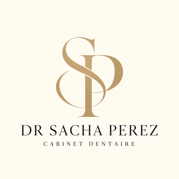Dr Sacha Perez, cabinet dentaire, monogramme SP doré
